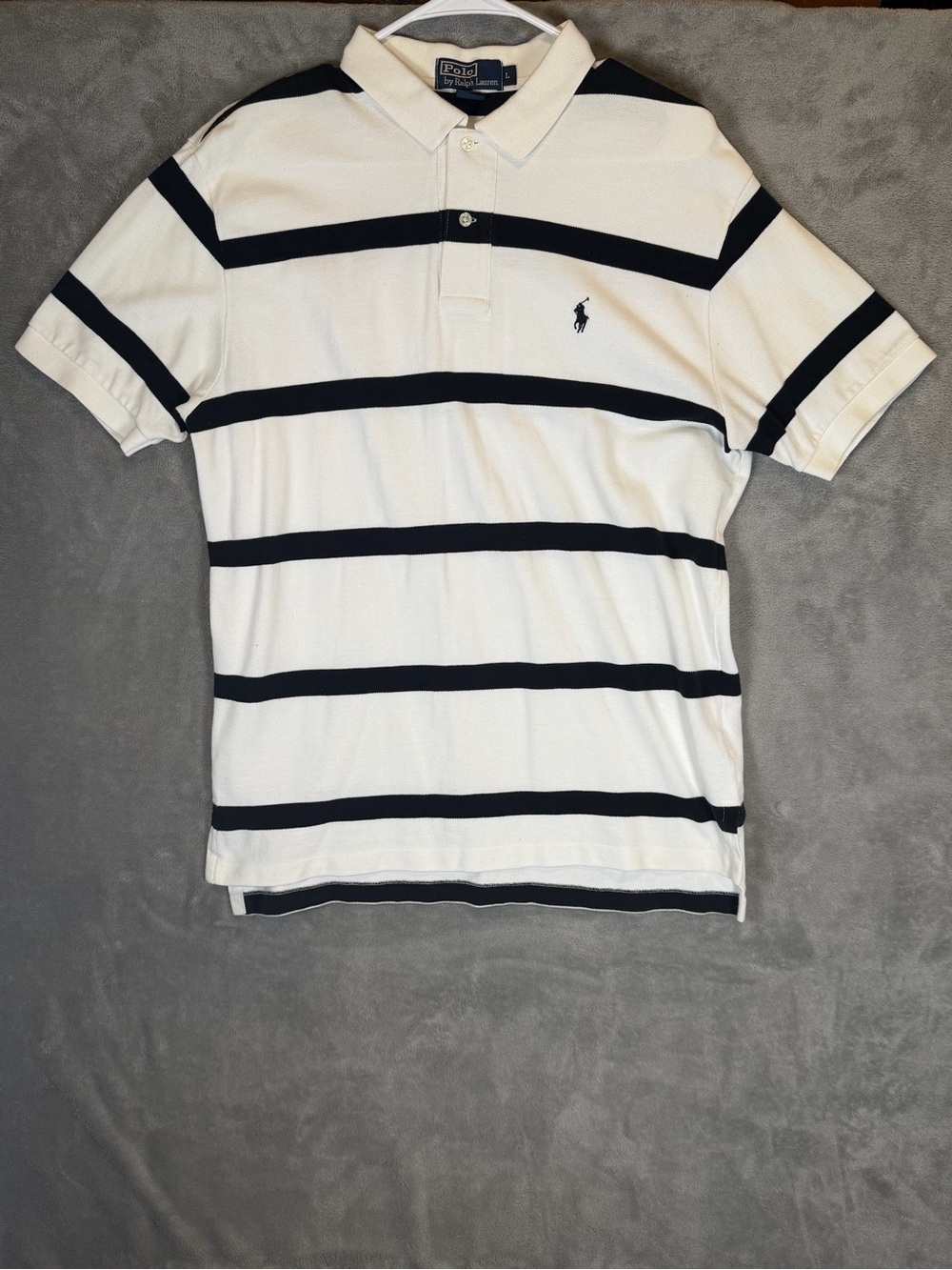 Ralph Lauren White & Navy Horizontal Stripe Polo